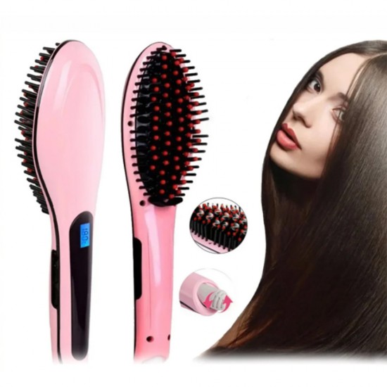 Електричний гребінець плойка випрямляч Fast Hair Straightener (рожевий) Pro Opt