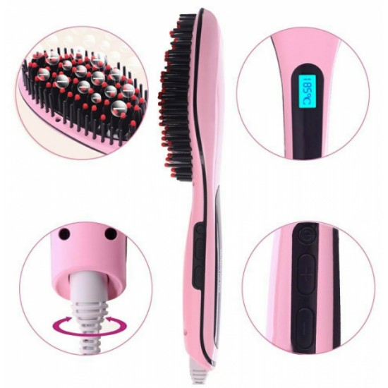 Електричний гребінець плойка випрямляч Fast Hair Straightener (рожевий) Pro Opt