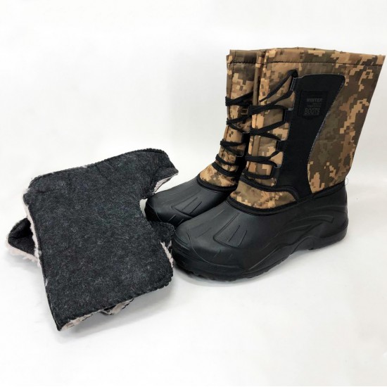 Чоботи зимові чоловічі на утеплювачі з товстою підошвою 44 розмір (жовтий піксель) Pro Opt