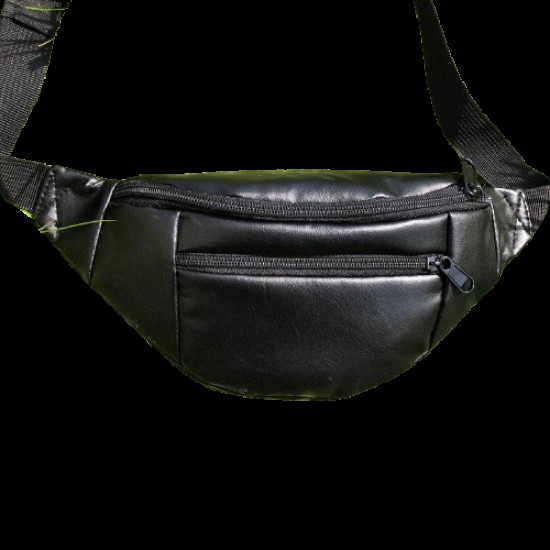 Стильна сумка чоловіча бананка на пояс з ремінцем чорна