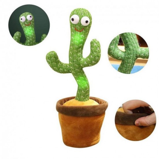 Танцюючий кактус співаючий 120 пісень з підсвічуванням Dancing Cactus TikTok іграшка Повторюшка кактус Pro Opt
