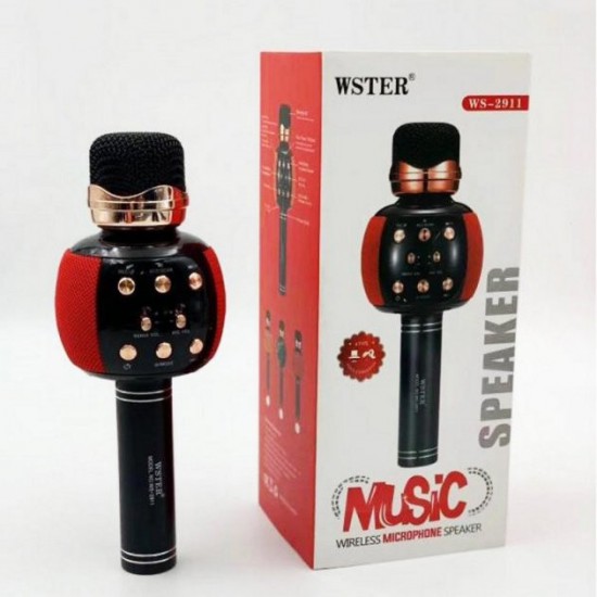 Бездротовий мікрофон караоке блютуз WSTER WS-2911 Bluetooth динамік. червоний Pro Opt