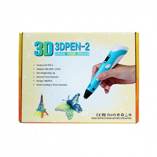 3D ручка Smart 3D Pen 2 c LCD дисплеєм. жовтий Pro Opt