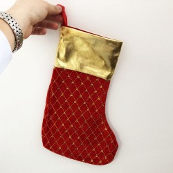 Чоботи для подарунків червоні із золотом і блискітками Pro Opt 35 см