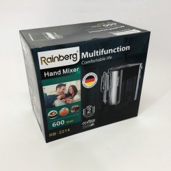 Міксер ручний електричний Rainberg RB-2214 600W 5 швидкостей з підставкою, двовіночковий міксер Pro Opt