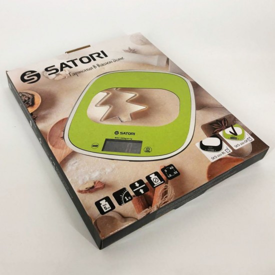 Кухонні ваги Satori SKS-221-GR до 5 кг, електронні кухонні ваги. зелений Pro Opt