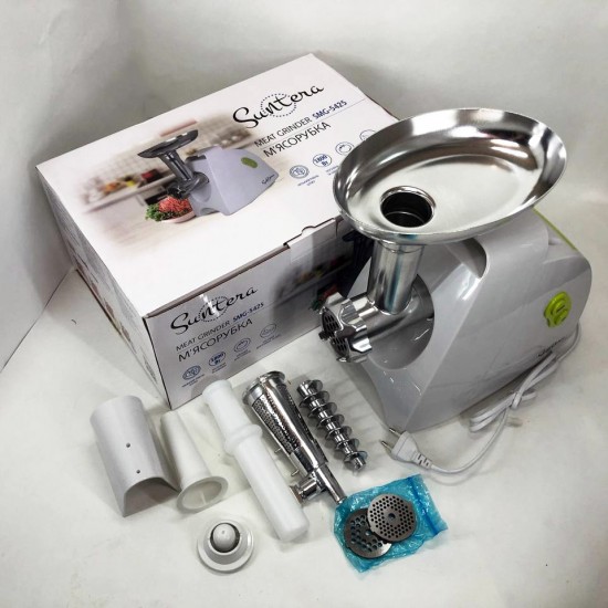 М'ясорубка Suntera SMG-5425W, м'ясорубка-соковитискач, електрична м'ясорубка з насадками для дому Pro Opt