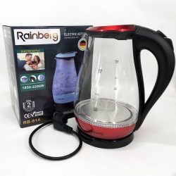 Чайник скляний електричний Rainberg RB-914, стильний електричний чайник. червоний Pro Opt