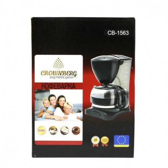 Крапельна Кавоварка Crownberg CB-1563 800 Вт, крапельна кавоварка для дому, маленька кавоварка Pro Opt