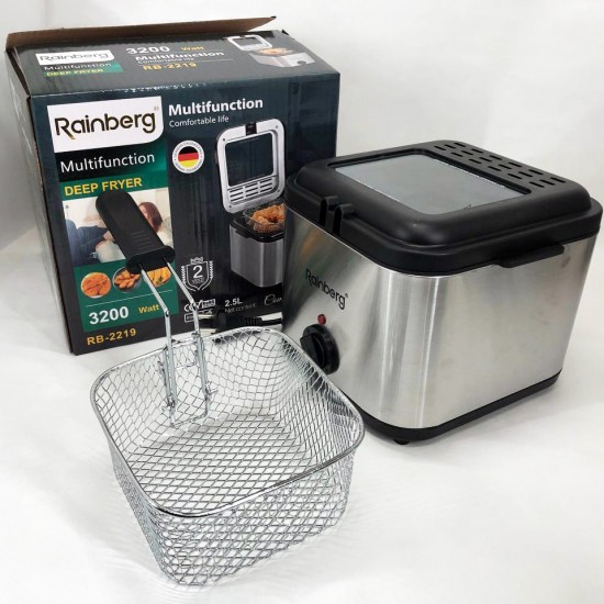 Фритюрниця для дому Rainberg RB-2219 з терморегулятором та знімною чашею Pro Opt