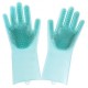 Силіконові рукавички Magic Silicone Gloves Pink для прибирання чистки миття посуду для будинку. бірюзовий Pro Opt