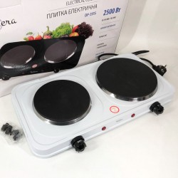Плитка електрична Suntera DP-1935B, 2500W, 2 конфорки різного діаметру, 2 конфорки. білий Pro Opt