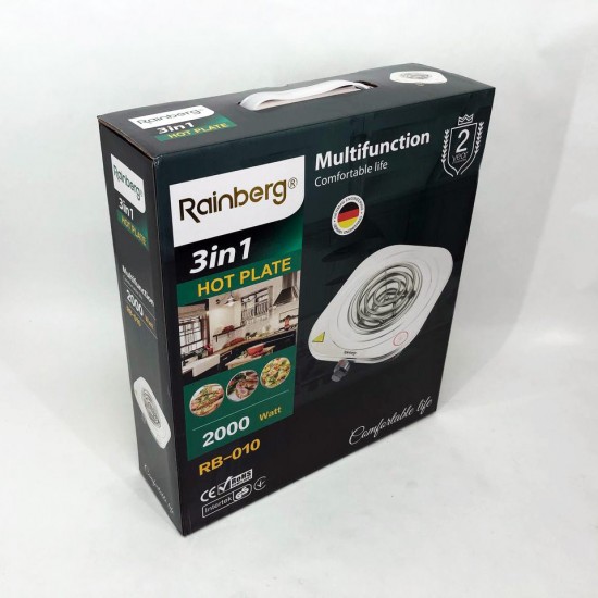 Електроплита Rainberg RB-010 спіральна, плита електрична настільна Рейнберг 1 конфорка (2000 Вт) Pro Opt