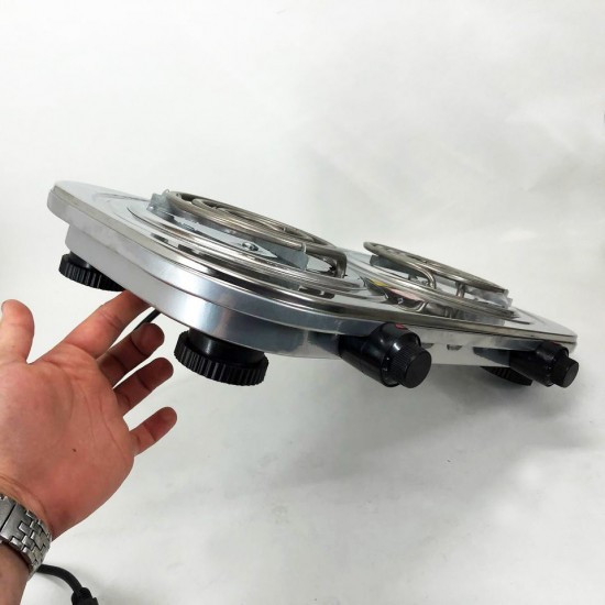 Електрична плита Rainberg RB-008 на 2 поверхні спіральна + 2 регулятори 3500 Вт Pro Opt